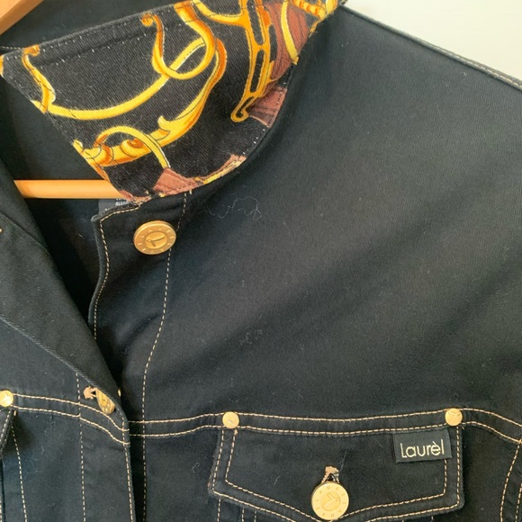 LAUREL black ‘jean jacket styling’ size medium made in Italy - Picture 2 of 7